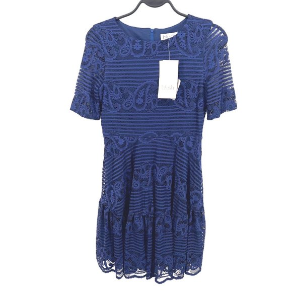 Blush Dresses & Skirts - Blush by Us Angels Lace Shift Dress Women's 12 Blue New Mini Short Sleeve
